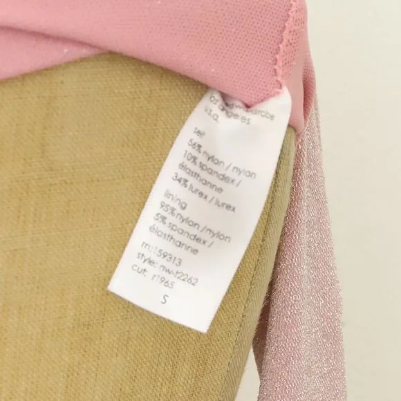 NAKED WARDROBE On The Glow Turtleneck Crop Top Size S Glitter Pink NWT B69 - Picture 6 of 6